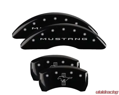 MGP Caliper Covers Set of 4 Black Finish | Silver Mustang | Bar & Pony 2015 Ford - 10200SMB2BK