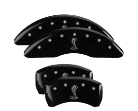 MGP Caliper Covers Set of 4 Black Finish | Silver Tiffany Snake Logo Ford