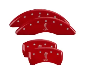 MGP Caliper Covers Set of 4 Red Finish | Silver Tiffany Snake Logo Ford