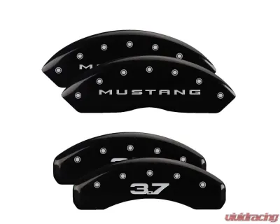 MGP Caliper Covers Set of 4 Black Finish | Silver Mustang 2015-2022 | 3.7 Ford - 10202SM32BK