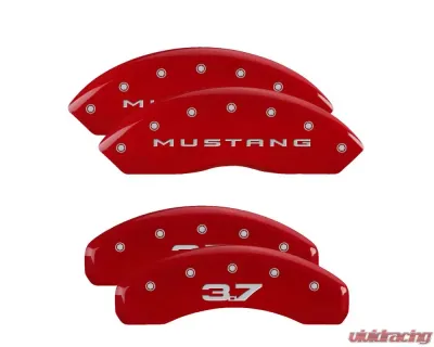 MGP Caliper Covers Set of 4 Red Finish | Silver Mustang 2015-2022 | 3.7 Ford - 10202SM32RD