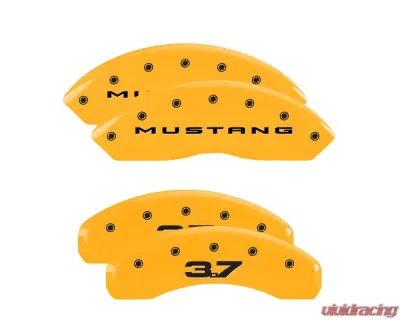MGP Caliper Covers Set of 4 Yellow Finish | Black Mustang 2015-2022 | 3.7 Ford - 10202SM32YL