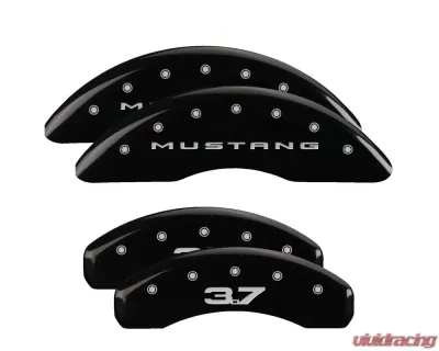 MGP Caliper Covers Set of 4 Black Finish | Silver Mustang 2015-2022 | 3.7 Ford - 10204SM32BK