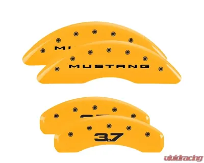 MGP Caliper Covers Set of 4 Yellow Finish | Black Mustang 2015-2022 | 3.7 Ford - 10204SM32YL