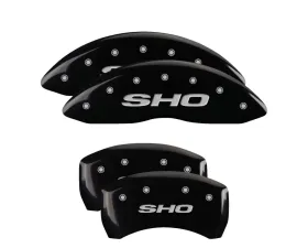 MGP Caliper Covers Set of 4 Black Finish with Silver SHO for Ford Taurus 2013-2018