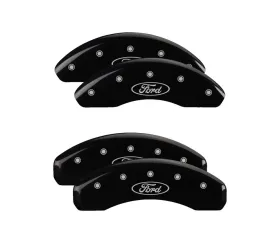 MGP Caliper Covers Set of 4 Black Finish with Silver Ford Oval Logo for Ford Ranger 1998-2002, 2010-2011