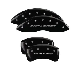 MGP Caliper Covers Set of 4 Black Finish for Ford Explorer 2011-2019, Engraved Silver