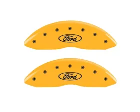 MGP Caliper Covers Front Set of 2 Yellow Finish | Black Ford Oval Logo Ford E-150 1997-2002