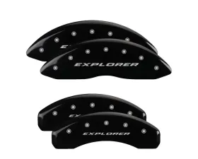 MGP Caliper Covers Set of 4 Black Finish for Ford Explorer 2012-2018, Engraved Silver Explorer