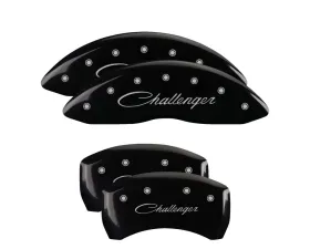 MGP Caliper Covers Set of 4 Black Finish with Silver Challenger Cursive for Dodge 2005-2010