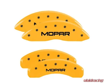 MGP Caliper Covers Set of 4 Yellow Finish | Black MOPAR - 12043SMOPYL