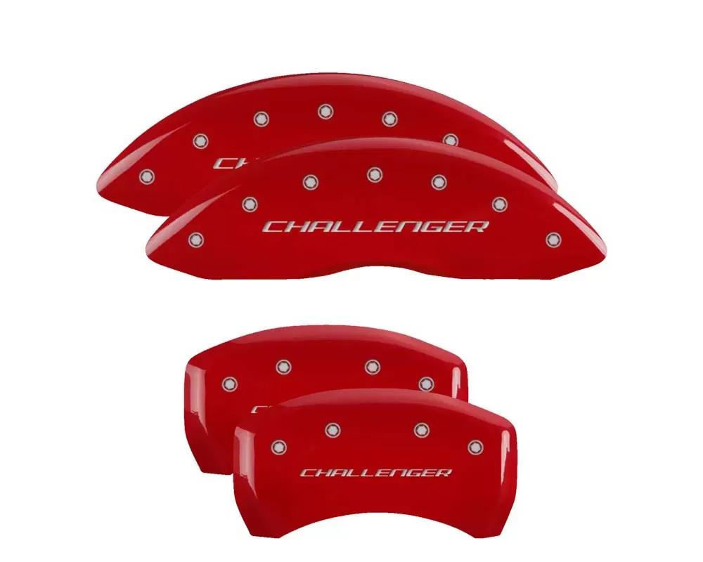 MGP Caliper Covers Set of 4 Red Finish | Silver Challenger Block Dodge 2011-2019 - 12162SCLBRD