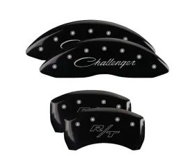 MGP Caliper Covers Set of 4 Black Finish Silver Challenger Cursive for Dodge 2011-2022