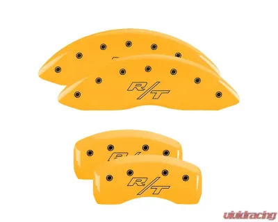MGP Caliper Covers Set of 4 Yellow Finish | Black RT Vintage Dodge - 12192SRTRYL