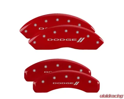 MGP Caliper Covers Set of 4 Red Finish | Silver Dodge ll Dodge - 12200SDD3RD