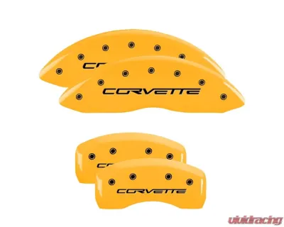 MGP Caliper Covers Set of 4 Yellow Finish | Black Corvette C6 Chevrolet - 13008SCV6YL