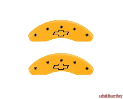 MGP Caliper Covers Front Set of 2 Yellow Finish | Black Bowtie Chevrolet Astro 1997-2002 - 14001FBOWYL