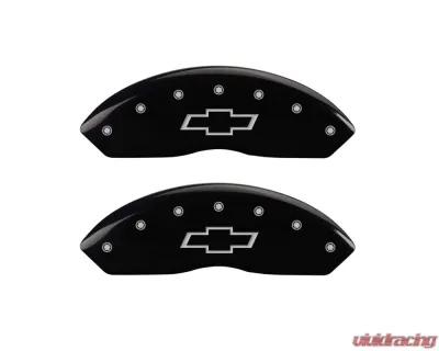 MGP Caliper Covers Front Set of 2 Black Finish | Silver Bowtie Chevrolet - 14003FBOWBK
