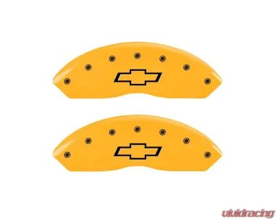 MGP Caliper Covers Front Set of 2 Yellow Finish | Black Bowtie Chevrolet - 14003FBOWYL