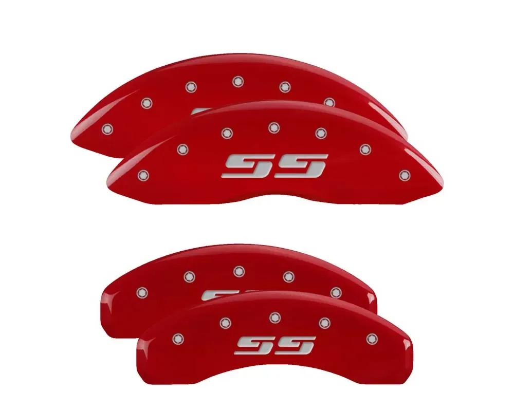 MGP Caliper Covers Set of 4 Red Finish | Silver SS Silverado Chevrolet - 14004SSS3RD