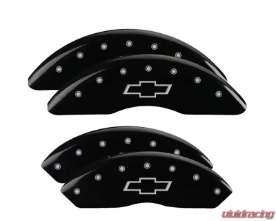 MGP Caliper Covers Set of 4 Black Finish | Silver Bowtie Chevrolet Express 2009-2017 - 14008SBOWBK