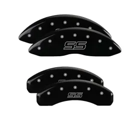 MGP Caliper Covers Set of 4 Black Finish Silver SS for Chevrolet Trailblazer 2006-2009
