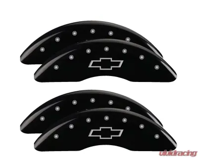 MGP Caliper Covers Set of 4 Black Finish | Silver Bowtie Chevrolet - 14173SBOWBK