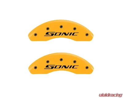 MGP Caliper Covers Front Set of 2 Yellow Finish | Black Sonic Chevrolet Sonic 2012-2019 - 14213FSNCYL