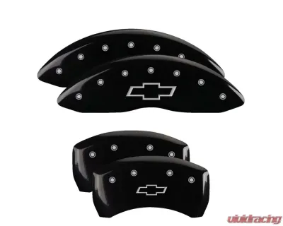 MGP Caliper Covers Set of 4 Black Finish | Silver Bowtie Chevrolet SS 2014-2015 - 14231SBOWBK