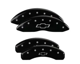 MGP Caliper Covers Set of 4 Black Finish | Silver Bowtie Chevrolet 2015-2020