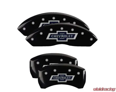 MGP Caliper Covers Set of 4 Black Finish | Silver 100 Anniversary Chevrolet Chevrolet Colorado 2019-2020 - 14235SBANBK