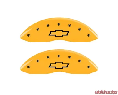MGP Caliper Covers Front Set of 2 Yellow Finish | Black Bowtie Chevrolet Silverado 1500 2005-2007 - 14238FBOWYL