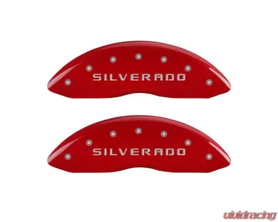 MGP Caliper Covers Front Set of 2 Red Finish | Silver Silverado Chevrolet Silverado 1500 2005-2007 - 14238FSILRD