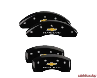 MGP Caliper Covers Set of 4 Black Finish | Silver Chevy Racing Chevrolet - 14239SBRCBK