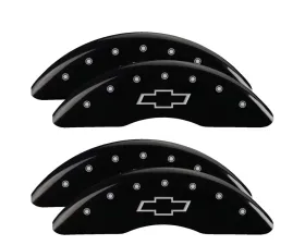 MGP Caliper Covers Set of 4 Black Finish with Silver Bowtie for 2020-2022 Chevrolet Silverado 2500/3500