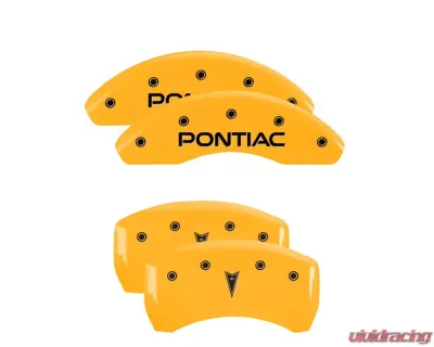 MGP Caliper Covers Set of 4 Yellow Finish | Black Pontiac | Arrow Logo Pontiac - 18025SPONYL