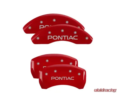 MGP Caliper Covers Set of 4 Red Finish | Silver Pontiac Pontiac - 18025SPOPRD