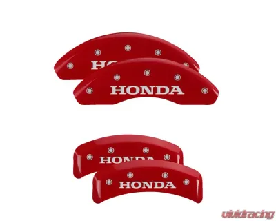 MGP Caliper Covers Set of 4 Red Finish | Silver Honda Honda Element 2003-2011 - 20076SHONRD