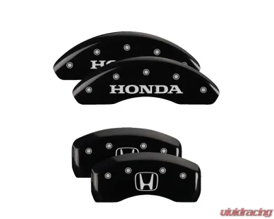 MGP Caliper Covers Set of 4 Black Finish | Silver Honda | H Logo Honda Accord 2003-2007 - 20196SHOHBK