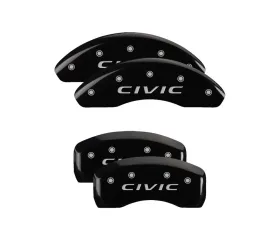 MGP Caliper Covers Set of 4 Black Finish for Honda Civic 2016-2021, T-6061 Aluminum
