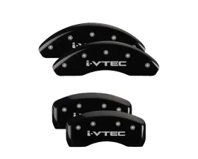 MGP Caliper Covers Set of 4 Black Finish with Silver i-Vtec for Honda Accord 2018-2022