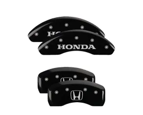 MGP Caliper Covers Set of 4 Black Finish for 2004 Honda CR-V EX LX - Silver H Logo