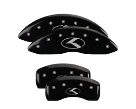 MGP Caliper Covers Set of 4 Black Finish with Silver Kia Logo for 2016-2020 Kia Optima