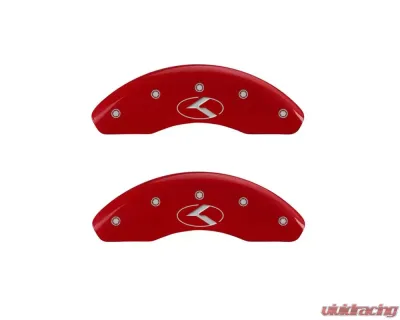 MGP Caliper Covers Front Set of 2 Red Finish | Silver Kia Logo Circle K Kia Rio 2018 - 21190FCRKRD
