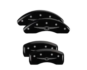 MGP Caliper Covers Set of 4 Black Finish Silver Chrysler Wing Style 1 for 2008-2016 Town & Country