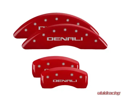 MGP Caliper Covers Set of 4 Red Finish | Silver Denali GMC Acadia 2007-2017 - 34001SDNLRD