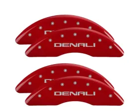 MGP Caliper Covers Set of 4 Red Finish | Silver Denali GMC Sierra 2011-2020
