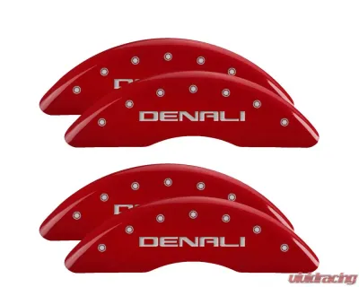 MGP Caliper Covers Set of 4 Red Finish | Silver Denali GMC Sierra 2011-2020 - 34003SDNLRD