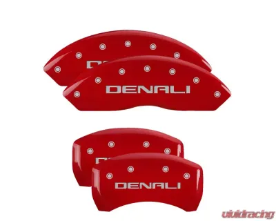 MGP Caliper Covers Set of 4 Red Finish | Silver Denali GMC Acadia 2017-2018 - 34212SDNLRD