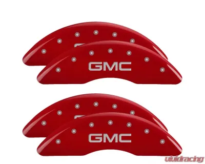 MGP Caliper Covers Set of 4 Red Finish | Silver GMC GMC Sierra 2020 - 34219SGMCRD